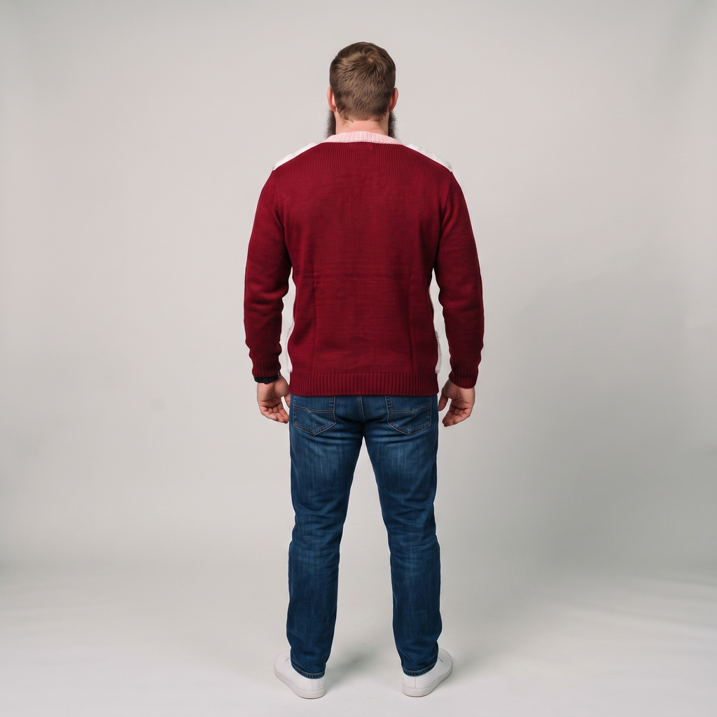 JollyBod Christmas sweater back view on model