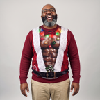 JollyBod Shredded Santa sweater deep tone on model